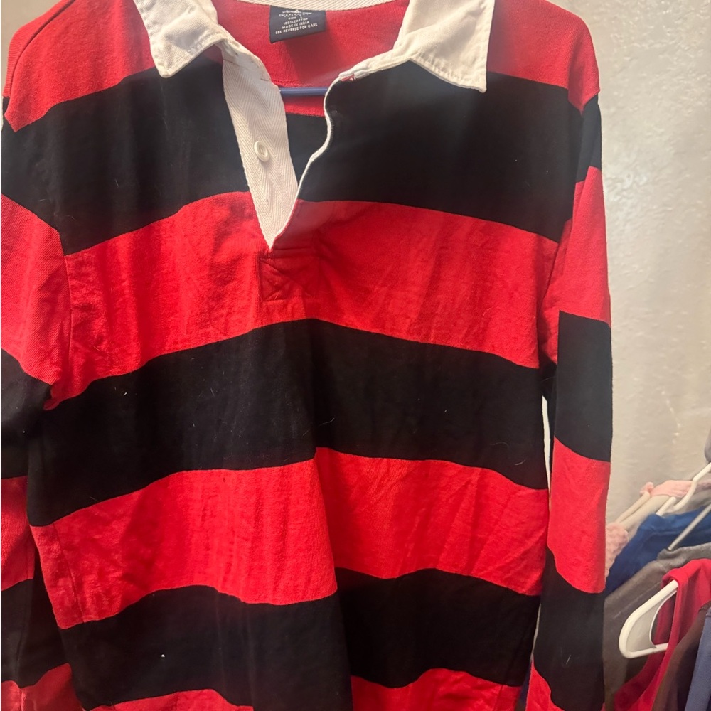 Charles River Apparel Red and White Cotton Shirt
